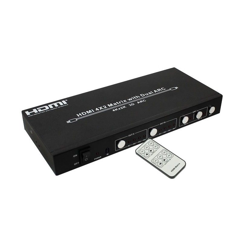 Matrix HDMI 4x2 UHD 4K 3D z IR + DUAL ARC